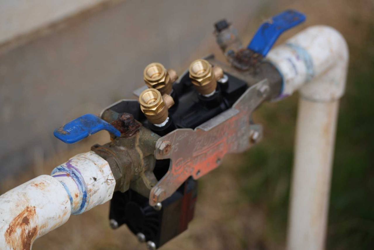 Close-up of a backflow prevention assembly