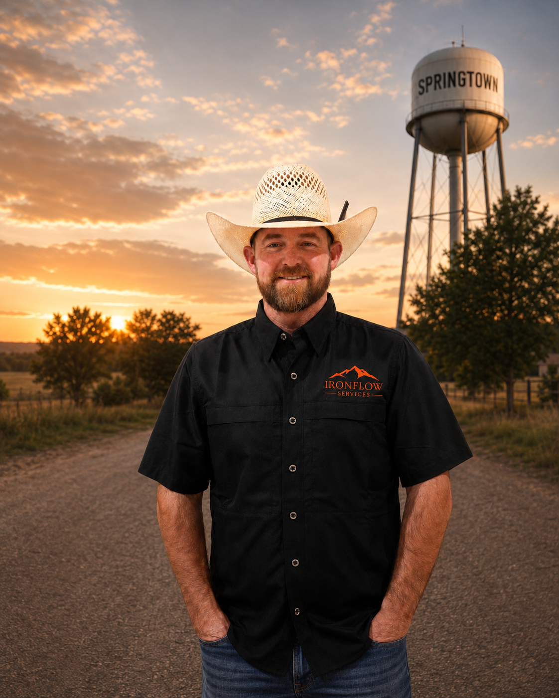 Bryan Calkins, owner of IronFlow Services, in Springtown, Texas